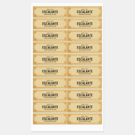 Retro Border Beige Bruin Sinaasappel Custom Labels
