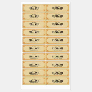 Retro Border Beige Bruin Sinaasappel Custom Labels