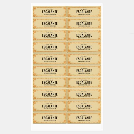  Retro Border Beige Bruin Sinaasappel Custom Labels (Vel)
