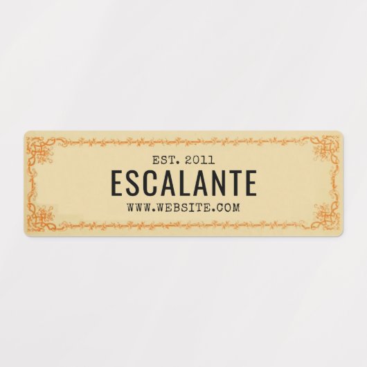  Retro Border Beige Bruin Sinaasappel Custom Labels (Design 2)