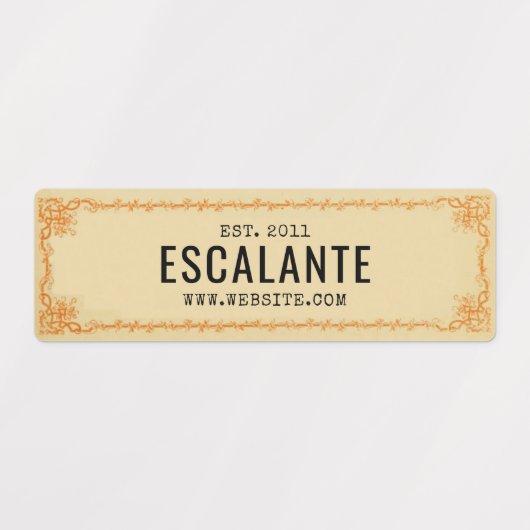  Retro Border Beige Bruin Sinaasappel Custom Labels (Design 1)