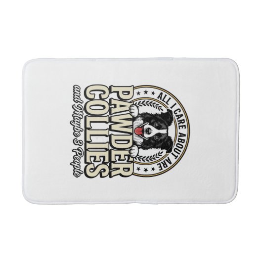 Retro Border Collie Hond Liefhebber Grappig Shirt Badmat (Voorkant)