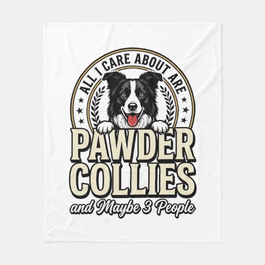 Retro Border Collie Hond Liefhebber Grappig Shirt Fleece Deken (Voorkant)