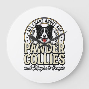 Retro Border Collie Hond Liefhebber Grappig Shirt  Grote Klok