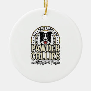 Retro Border Collie Hond Liefhebber Grappig Shirt Keramisch Ornament