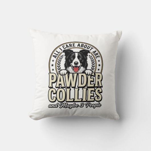 Retro Border Collie Hond Liefhebber Grappig Shirt  Kussen (Voorkant)
