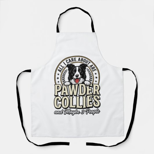 Retro Border Collie Hond Liefhebber Grappig Shirt Schort (Voorkant)