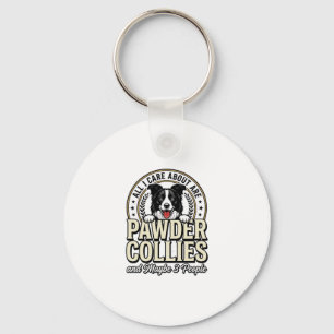 Retro Border Collie Hond Liefhebber Grappig Shirt Sleutelhanger