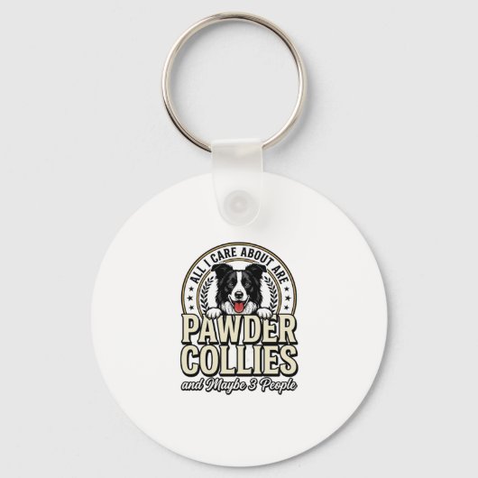 Retro Border Collie Hond Liefhebber Grappig Shirt Sleutelhanger (Voorkant)