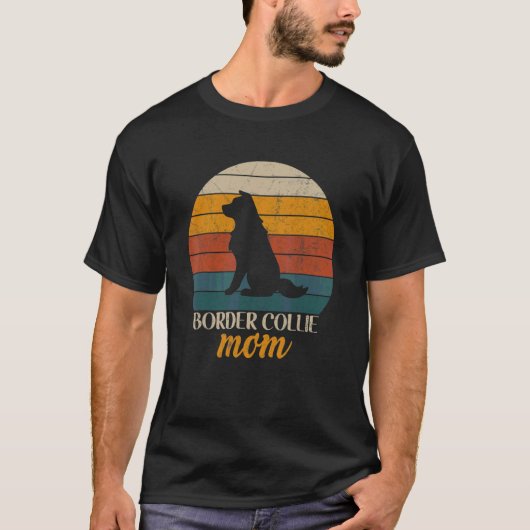  Retro Border Collie Ma Happy Moederdag T-shirt (Voorkant)