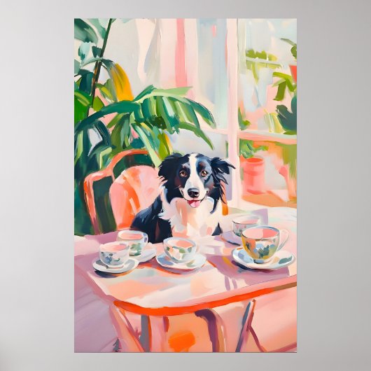 Retro Border Collie Poster, Border Collie Olie Poster (Voorkant)