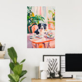 Retro Border Collie Poster, Border Collie Olie Poster (Thuiskantoor)