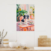Retro Border Collie Poster, Border Collie Olie Poster (Keuken)