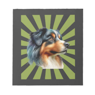 Retro Border Collie Zonneuitbarsting Grafisch ontw Notitieblok