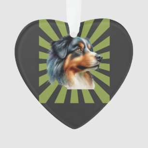 Retro Border Collie Zonneuitbarsting Grafisch ontw Ornament