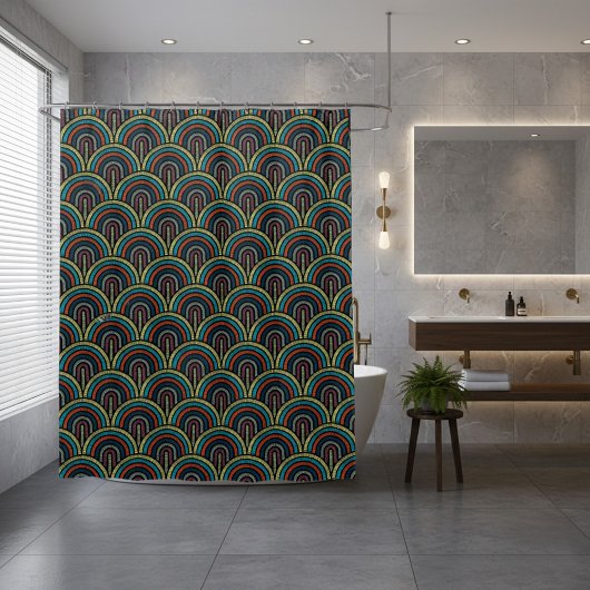 Retro borduurpatroon douchegordijn