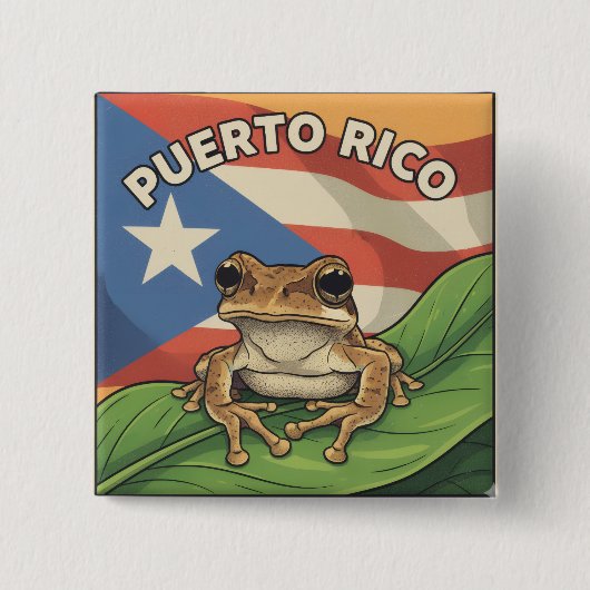 Retro Boricua Pride Poster Vierkante Button 5,1 Cm (Voorkant)