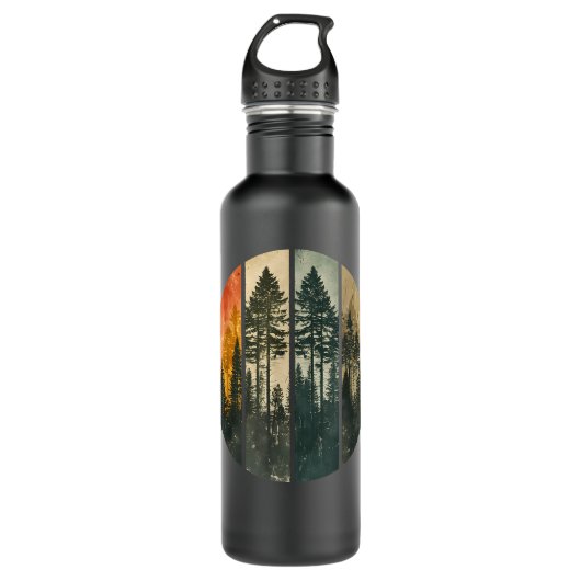 Retro Bos Bomen Buitenshuis Natuur Vrouwen Mannen  Waterfles (Voorkant)