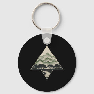 Retro bos bomen natuur wild natuur vintage sleutelhanger