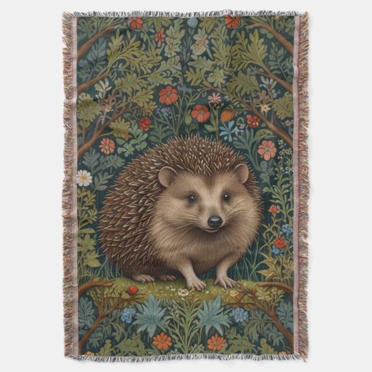 Retro  bos egel bos botanische deken (Voorkant Verticaal)