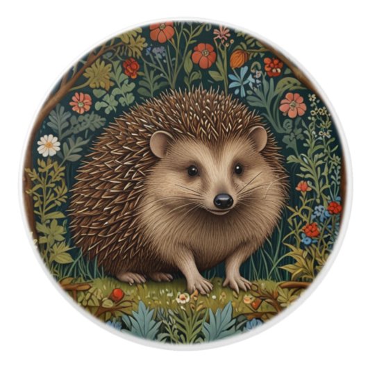 Retro  bos egel bos botanische keramische knop (Voorkant)