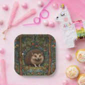 Retro bos egel bos botanische papieren bordje (Feest)