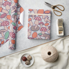 Retro bos paddenstoel botanische herfst mycelium cadeaupapier