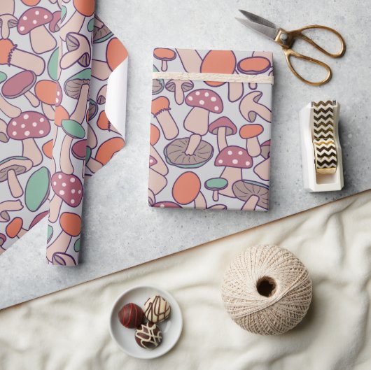 Retro bos paddenstoel botanische herfst mycelium cadeaupapier (Crafts)