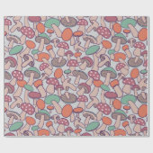 Retro bos paddenstoel botanische herfst mycelium cadeaupapier (Vlak)