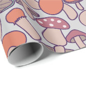 Retro bos paddenstoel botanische herfst mycelium cadeaupapier (Rol Hoek)