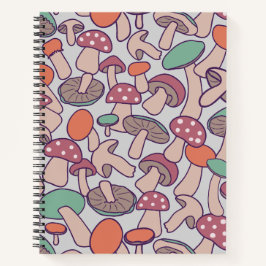 Retro bos paddenstoel botanische herfst mycelium notitieboek