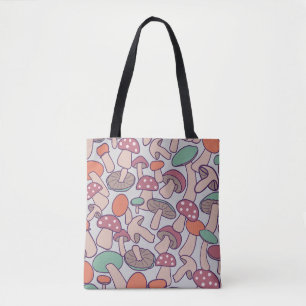 Retro bos paddenstoel patroon herfst mycelium tote bag