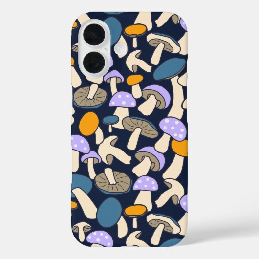 Retro bos paddestoel patroon Middernachtelijk bos Case-Mate iPhone Case (Achterkant)