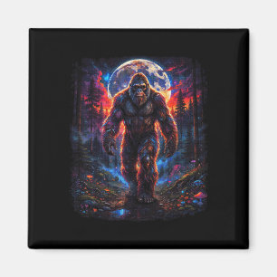 Retro bos sasquatch bigfoot wandelen natuur magneet