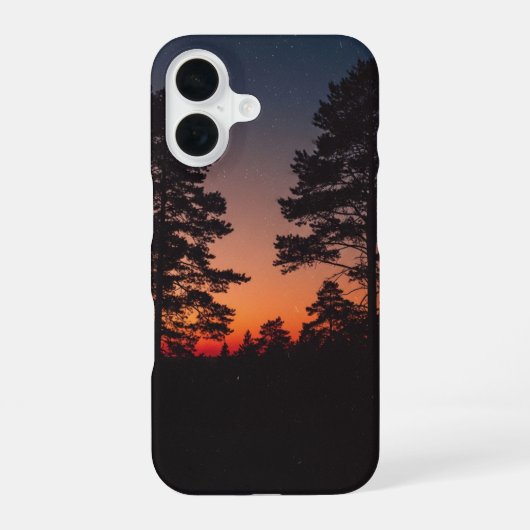 Retro Bos Silhouet iPhone 16 Hoesje (Achterkant)