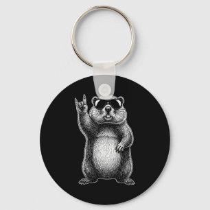Retro Bosmarmot Rock Muziek Woodchuck Ground Hog M Sleutelhanger
