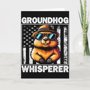 Retro Bosmarmotfluisteraar Funny Woodchuck Groundh Kaart