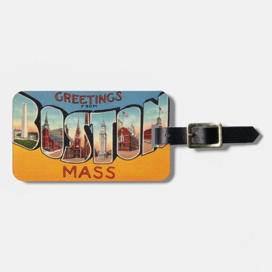 Retro Boston Bagagelabel (Voorkant horizontaal)