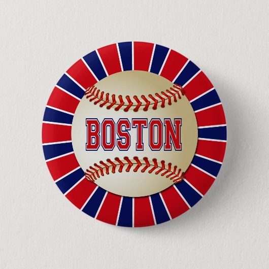 RETRO BOSTON BASEBALL RONDE BUTTON 5,7 CM (Voorkant)