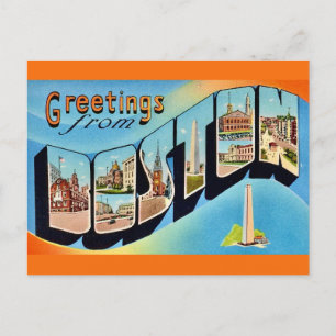 Retro Boston Groet Ansichtkaart Briefkaart