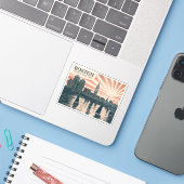 Retro Boston Sailboats Skyline WPA  Classic Sticker (Laptop met iPhone)