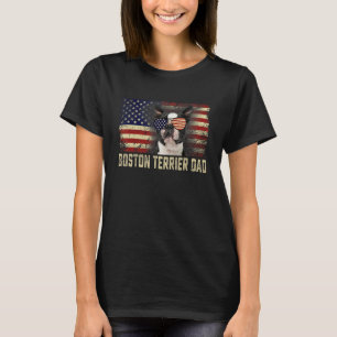 Retro Boston Terrier Dad Fathers Day Dog D T-shirt