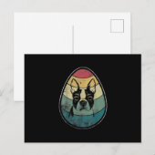 Retro Boston Terrier Dog Happy Easter Aankondigingskaart (Voorkant / Achterkant)