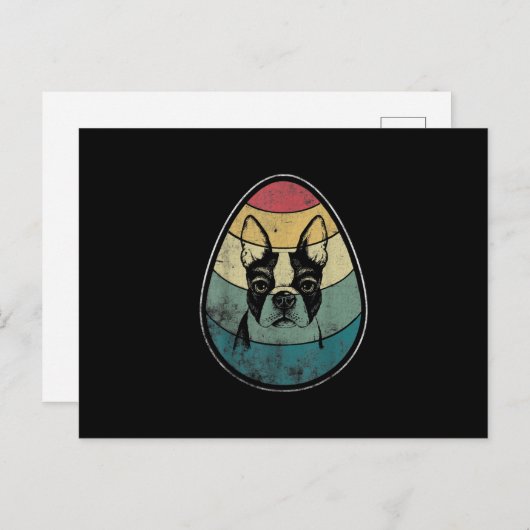 Retro  Boston Terrier Dog Happy Easter Briefkaart (Voorkant / Achterkant)