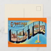 Retro Boston Wenskaart Briefkaart (Voorkant / Achterkant)