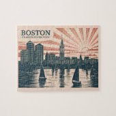 Retro Boston Zeilboten Skyline Art Classic Bold Legpuzzel (Horizontaal)