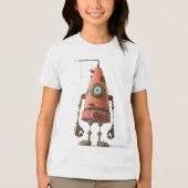 Retro Bot One-Eye — Rusty Oranje Droid Tri-Blend Shirt (Voorkant)