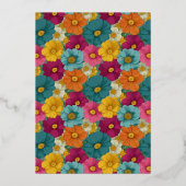 Retro Botanica and Teal Wedding Folie Uitnodiging (Achterkant)