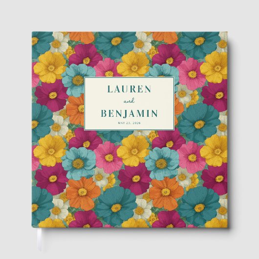 Retro Botanica and Teal Wedding Gastenboek (Voorkant)