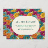 Retro Botanica and Teal Wedding Informatiekaartje (Voorkant / Achterkant)